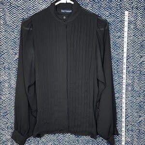 Vintage Chic Black Sheer Pleated Blouse Rare Find